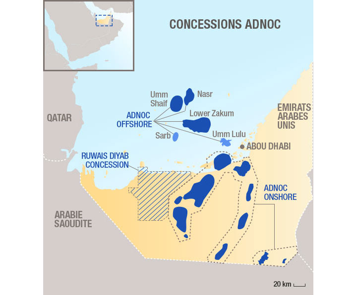 Carte concessions ADNOC