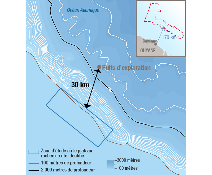 Guyane - distance plateau rocheux
