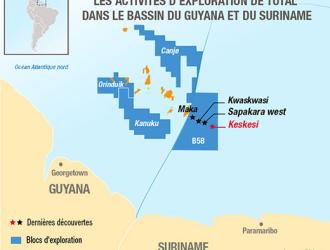 Activités d'exploration de Total dans le bassin du Guyana et du Suriname