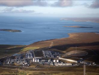 Aerial view of the factory. Shetland Gasworks at Sullom Voe, Laggan-Tormore
