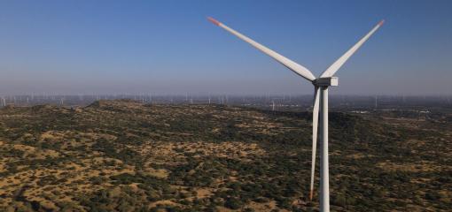 Wind farm in Dayapar, Gujarat, Inde.