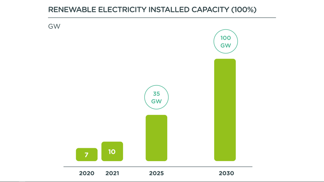 Renewable electricity installed capacity (100%)